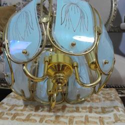 Antika Pirinç Eski Cam avize