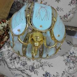 Antika Pirinç Eski Cam avize