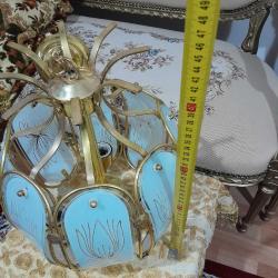 Antika Pirinç Eski Cam avize