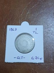 1947 Gümüş 1 lira