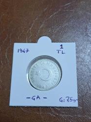 1947 1 lira Gümüş