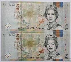 LOT.16 » 2 ADET BAHAMALAR 2019 YILI 1/2 DOLAR ÇİL SERİ TAKİPLİ / seri numaraları farklılık olabilir