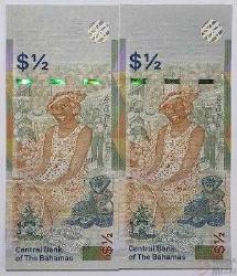 2 ADET BAHAMALAR 2019 YILI 1/2 DOLAR ÇİL SERİ TAKİPLİ / seri numaraları farklılık olabilir