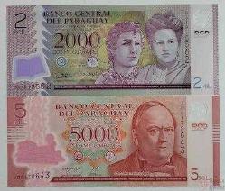 PARAGUAY 2017-22 YILLARI 2.000-5.000 GUARANIES ÇİL POLİMER / seri numaraları farklılık olabilir