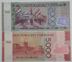 PARAGUAY 2017-22 YILLARI 2.000-5.000 GUARANIES ÇİL POLİMER / seri numaraları farklılık olabilir