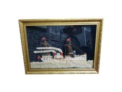 OSMANLI DÖNEMİ YANDAN ÇARKLI VAPUR EL İŞLEME TABLO