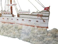 OSMANLI DÖNEMİ YANDAN ÇARKLI VAPUR EL İŞLEME TABLO