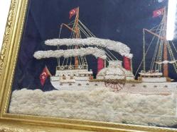 OSMANLI DÖNEMİ YANDAN ÇARKLI VAPUR EL İŞLEME TABLO