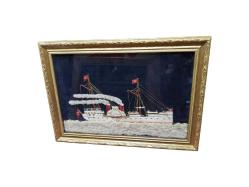 OSMANLI DÖNEMİ YANDAN ÇARKLI VAPUR EL İŞLEME TABLO