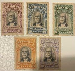 KLASİK TAŞ BASKI.LİBERYA  5 PUL . DAMGASIZ