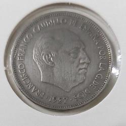 1957 İSPANYA 25 PESETAS ORİJİNAL MADENİ PARASI W2ZZZ1 NADİRDİR