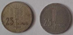 TÜRKİYE 1935 25 KURUŞ GÜMÜŞ 2 ADET