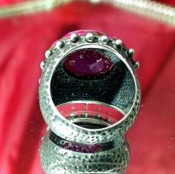 YAKUT ZÜMRÜT VE MARKAZİT TAŞLI GÜMÜŞ YÜZÜK  ÖLÇÜ 17