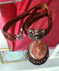 AKİK VE YAKUT TAŞLI KOMPLE GÜMÜŞ KOLYE  UZUNLUK 28 CM