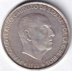 LOT.14 » İSPANYA 100 PESETA 1966 ÇİL GÜMÜŞ:18,8 GR/GENARAL FRANKO