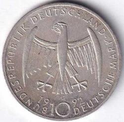 ALMANYA 10 MARK 1992 G HATIRA ÇİL GÜMÜŞ:15,4 GR