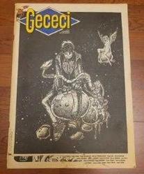 GECECİ AYLIK MİZAH DERGİSİ. SAYI 1. KAPAĞIN ALT KISMINDA ÇOK AZ KOPUK VAR.