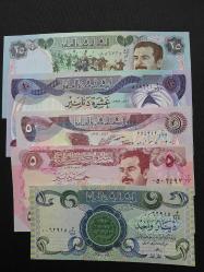 Irak 1-5-10-25 Dinars ,1980/1982 ÇİL, (Toplam 5 ad. Banknot)