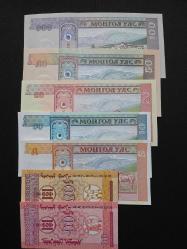 MOĞOLİSTAN 10-20 MONGO - 5-10-20-50-100 TUGRİK ÇİL Toplam 7 Banknot