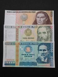 PERU 500-1000-10000 Intis, ÇİL , 1987/1988