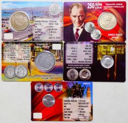 Türkiye Cumhuriyeti 1938-2002 Yılları Arası Madeni Lot 5 Adet..