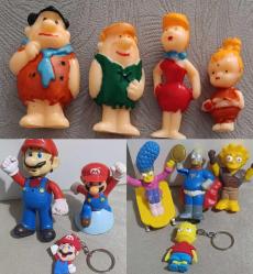 Koleksiyon nostalji tasarım dekor hediye vintage retro hobi taş devri süper Mario Simpsons figür oyuncak anahtarlık süs set