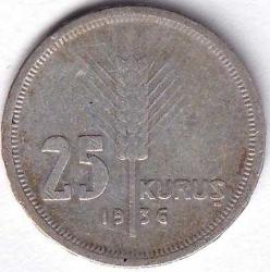 LOT.7 » 1936 25 KURUŞ ÇT GÜMÜŞ:3 GR