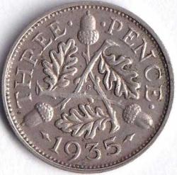 İNGİLTERE 3 PENCE 1935 ÇA GÜMÜŞ:1,4 GR/KRAL 5.GEORGE