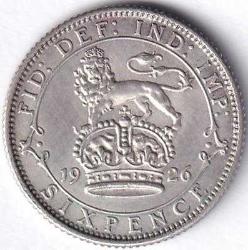 İNGİLTERE 6 PENCE 1926 ÇA+ GÜMÜŞ:2,8 GR/KRAL 5.GEORGE
