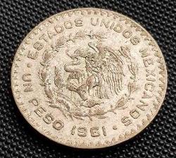 MEKSİKA 1961 YILI 1 PESO 15,92 GR. GÜMÜŞ(ayar:0,1)