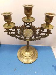 JADE TAŞI DEKORLU ESKİ PİRİNÇ ŞAMDAN