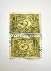 Türkiye Cumhuriyeti Harç Pulu 1 lira (iki adet)