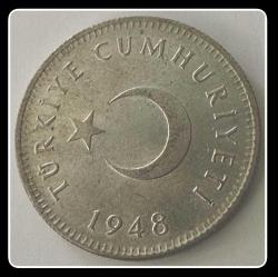 1948 - 1 LİRA (T.C Ters) / “Gümüş 7,5 Gr. (TCM9481) “Natürel”