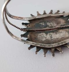 Antika Sterling 925 Gümüş Mavi Cam Taşlı Cuff Bilezik