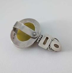 Vintage 925 Gümüş Sedef Sitrin Serpentin Taşlı Kolye Ucu  ADAM FİERRO  Navajo Amerika