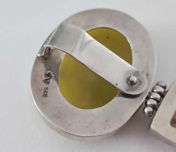 Vintage 925 Gümüş Sedef Sitrin Serpentin Taşlı Kolye Ucu  ADAM FİERRO  Navajo Amerika