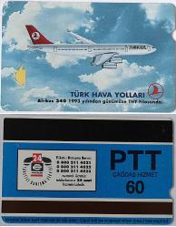 PTT Telefon Kartı Türk Hava Yoları Airbus 340   (60 Kontör )