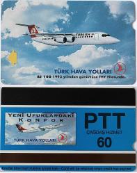 PTT Telefon Kartı Türk Hava Yoları RJ 100   (60 Kontör )