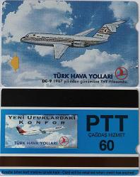 PTT Telefon Kartı Türk Hava Yoları  DC - 9  (60 Kontör )