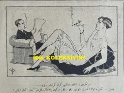 Osmanlıca Akbaba Mizah Dergisi-Gazetesi, Orijinal Dönem Basım, (Ottoman Magazine-Newspaper) - 19 Mart 1928 - Sayı: 550 - Karikatürist Ramiz Gökçe'nin Veremle Savaşa Dair Çalışması: Gazetelerden: Her Gün Aramızdan Birçok Canlar Alıp Götüren Vereme Karşı Bir Mücadele Cemiyeti Teşekkül Etti... 