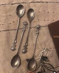 12 adet antika alman gümüş kaplama çay kaşığı