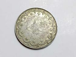 OSMANLI İMPARATORLUĞU PADİŞAH SULTAN MEHMET REŞAT HİCRİ 1327/8. SENE GÜMÜŞ 20 KURUŞ S ( AZ ÇIKAR ) ÇİL KONDİSYONDA