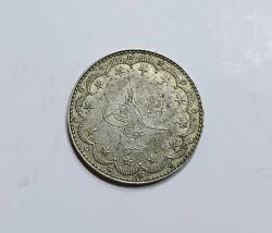 OSMANLI İMPARATORLUĞU PADİŞAH SULTAN MEHMET REŞAT HİCRİ 1327/8. SENE GÜMÜŞ 20 KURUŞ S ( AZ ÇIKAR ) ÇİL KONDİSYONDA