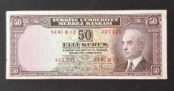 2. Emisyon 50 Kuruş BATAN GEMİ ÇİL KAĞIT PARA (Hafif Lekeli)