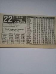 22 Şubat 2006-Orijinal Takvim Yaprağı-Doğum Günü-Söz,Nişan,Nikâh,Düğün ve Önemli Günler Hediyesi-ERAŞ Hizmet Takvimi-Ayet-Hadis(Büyük Tarihçi İbn Haldun'un Vefatı (M.1406))-Alkollü İçkilerin İnsan Vücudundaki Zararları-Çocuğunuza İsim:Ümit,Ünseli