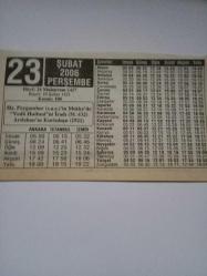 23 Şubat 2006-Orijinal Takvim Yaprağı-Doğum Günü-Söz,Nişan,Nikâh,Düğün ve Önemli Günler Hediyesi-ERAŞ Hizmet Takvimi-Ayet-Hadis(Hz.Peygamber(s.a.s.)'in Mekke'de ''Veda Hutbesi''ni Îradı(M.632) Ardahan'ın Kurtuluşu (1921))-Peygamberimizin Çocuk Sevgisi-Böcek Sokması Sonrası Olan Alerjik Belirtiler-Çocuğunuza İsim:Uzay,Ümran