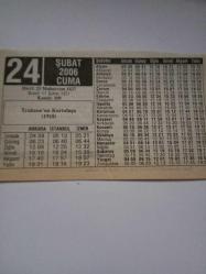 24 Şubat 2006-Orijinal Takvim Yaprağı-Doğum Günü-Söz,Nişan,Nikâh,Düğün ve Önemli Günler Hediyesi-ERAŞ Hizmet Takvimi-Ayet-Hadis(Trabzon'un Kurtuluşu (1918))-Mal Sevgisi Kalbi Kaplamamalı-Güzel Sözler--Çocuğunuza İsim:Utku,Ümmiye