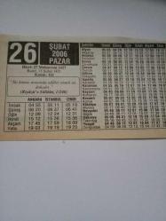 26 Şubat 2006-Orijinal Takvim Yaprağı-Doğum Günü-Söz,Nişan,Nikâh,Düğün ve Önemli Günler Hediyesi-ERAŞ Hizmet Takvimi-Ayet-Hadis(Riyâzü's-Sâlihîn,1/246)-İçki Tansiyonu Düşürür Mü?-Çocuğunuza İsim:Ulvi,Ülviye