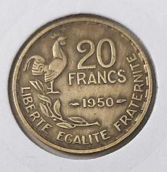 FRANSA 1950 20 FRANK ORİJİNAL MADENİ PARASI F2RR3 NADİRDİR