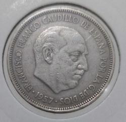 İSPANYA 1957 5 PESETAS ORİJİNAL MADENİ PARASI TT2NN3 NADİRDİR